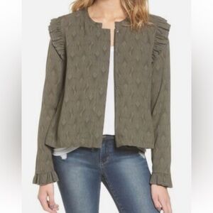 Hinge Olive Jacket Shirt with Ruffle Details